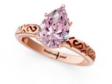 Rose gold Fancy Pink Pear  Solitaire Engagement Ring with Scrollwork Band and Four-Prong Setting_155