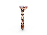 Rose gold Fancy Pink Pear  Solitaire Engagement Ring with Scrollwork Band and Four-Prong Setting_156