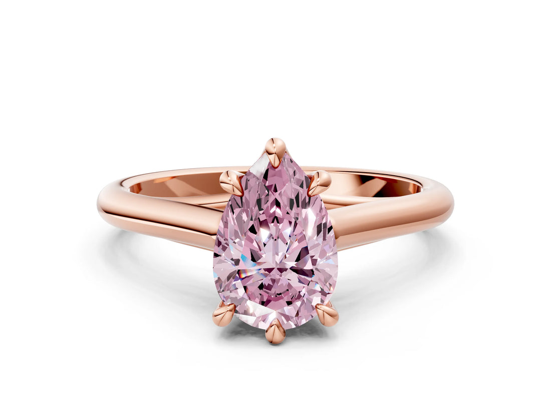 Rose gold Fancy Pink Pear  Solitaire Engagement Ring with Six-Prong Setting and Classic Band 1