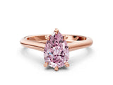 Rose gold Fancy Pink Pear  Solitaire Engagement Ring with Six-Prong Setting and Classic Band 1