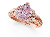 Rose gold Fancy Pink Pear  Solitaire Filigree Engagement Ring with Halo and Prong Setting_69