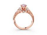 Rose gold Fancy Pink Pear  Solitaire Filigree Engagement Ring with Halo and Prong Setting_71