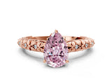 Rose gold Fancy Pink Pear  Solitaire Floral Milgrain Engagement Ring_31