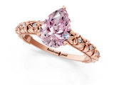 Rose gold Fancy Pink Pear  Solitaire Floral Milgrain Engagement Ring_32