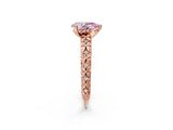 Rose gold Fancy Pink Pear  Solitaire Floral Milgrain Engagement Ring_33