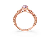 Rose gold Fancy Pink Pear  Solitaire Floral Milgrain Engagement Ring_34
