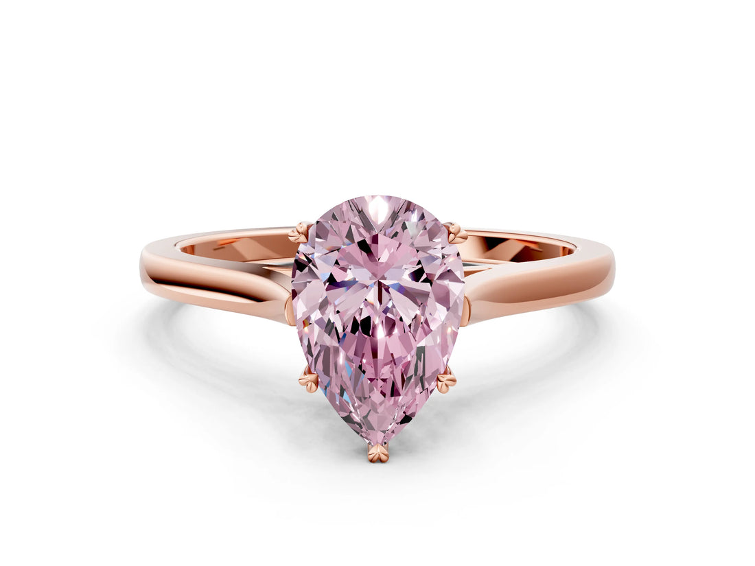 Rose gold Fancy Pink Pear  Solitaire Heart Prong Engagement Ring with Tapered Band_55