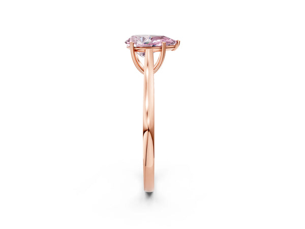 Rose gold Fancy Pink Pear  Solitaire Heart Prong Engagement Ring with Tapered Band