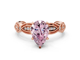 Rose gold Fancy Pink Pear  Solitaire Milgrain Diamond Engagement Ring with Bezel and Marquise Band_164