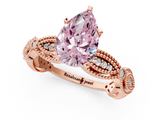 Rose gold Fancy Pink Pear  Solitaire Milgrain Diamond Engagement Ring with Bezel and Marquise Band_165