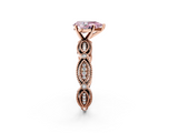 Rose gold Fancy Pink Pear  Solitaire Milgrain Diamond Engagement Ring with Bezel and Marquise Band_166