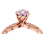 Rose gold Fancy Pink Pear  Solitaire Milgrain Diamond Engagement Ring with Bezel and Marquise Band_168