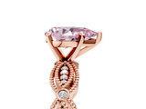 Rose gold Fancy Pink Pear  Solitaire Milgrain Diamond Engagement Ring with Bezel and Marquise Band_169