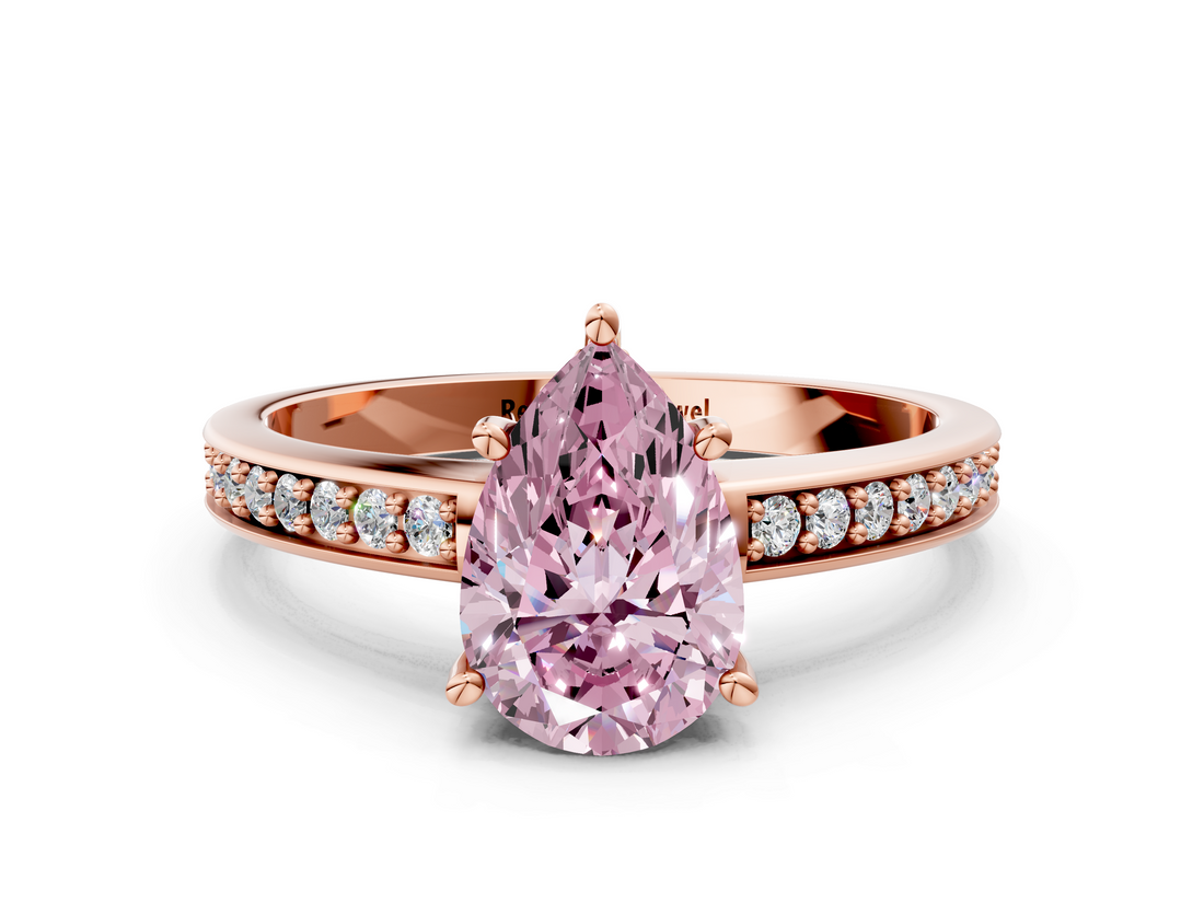 Rose gold Fancy Pink Pear  Solitaire Pavé Band Prong Setting Ring_20