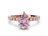 Rose gold Fancy Pink Pear  Solitaire Pavé Band with Four-Prong Setting_156