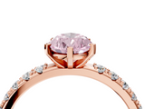 Rose gold Fancy Pink Pear  Solitaire Pavé Band with Four-Prong Setting_160