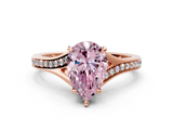 Rose gold Fancy Pink Pear  Solitaire Pavé Band with Four-Prong Setting_60