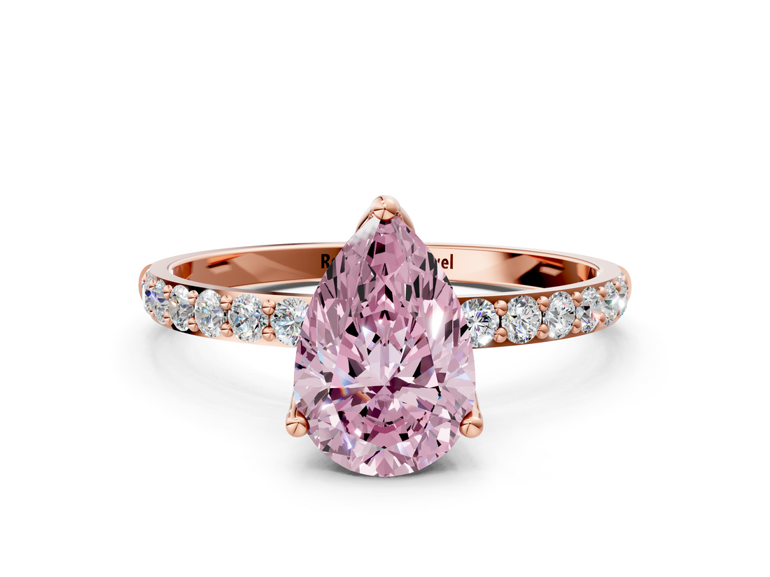 Rose gold Fancy Pink Pear  Solitaire Pavé Diamond Engagement Ring with Four-Prong Setting_56