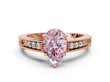 Rose gold Fancy Pink Pear  Solitaire Pavé Diamond Milgrain Engagement Ring with Four-Prong Setting_3