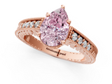 Rose gold Fancy Pink Pear  Solitaire Pavé Diamond Milgrain Engagement Ring with Four-Prong Setting_4