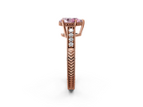 Rose gold Fancy Pink Pear  Solitaire Pavé Diamond Milgrain Engagement Ring with Four-Prong Setting_5