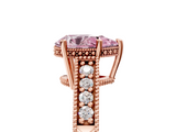 Rose gold Fancy Pink Pear  Solitaire Pavé Diamond Milgrain Engagement Ring with Four-Prong Setting_8