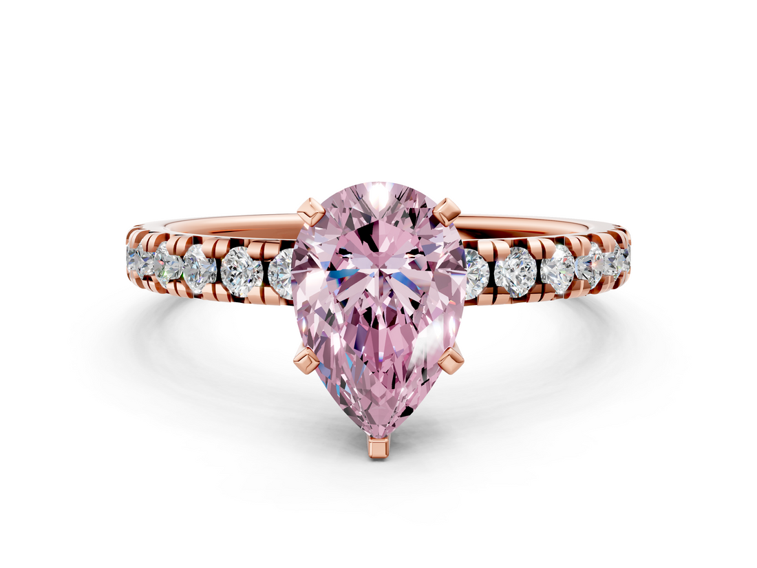 Rose gold Fancy Pink Pear  Solitaire Pave Diamond Engagement Ring with Four-Prong Setting_241