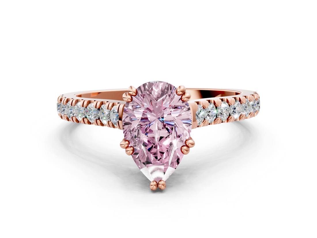 Rose gold Fancy Pink Pear  Solitaire Pave Diamond Engagement Ring with Prong Setting_20