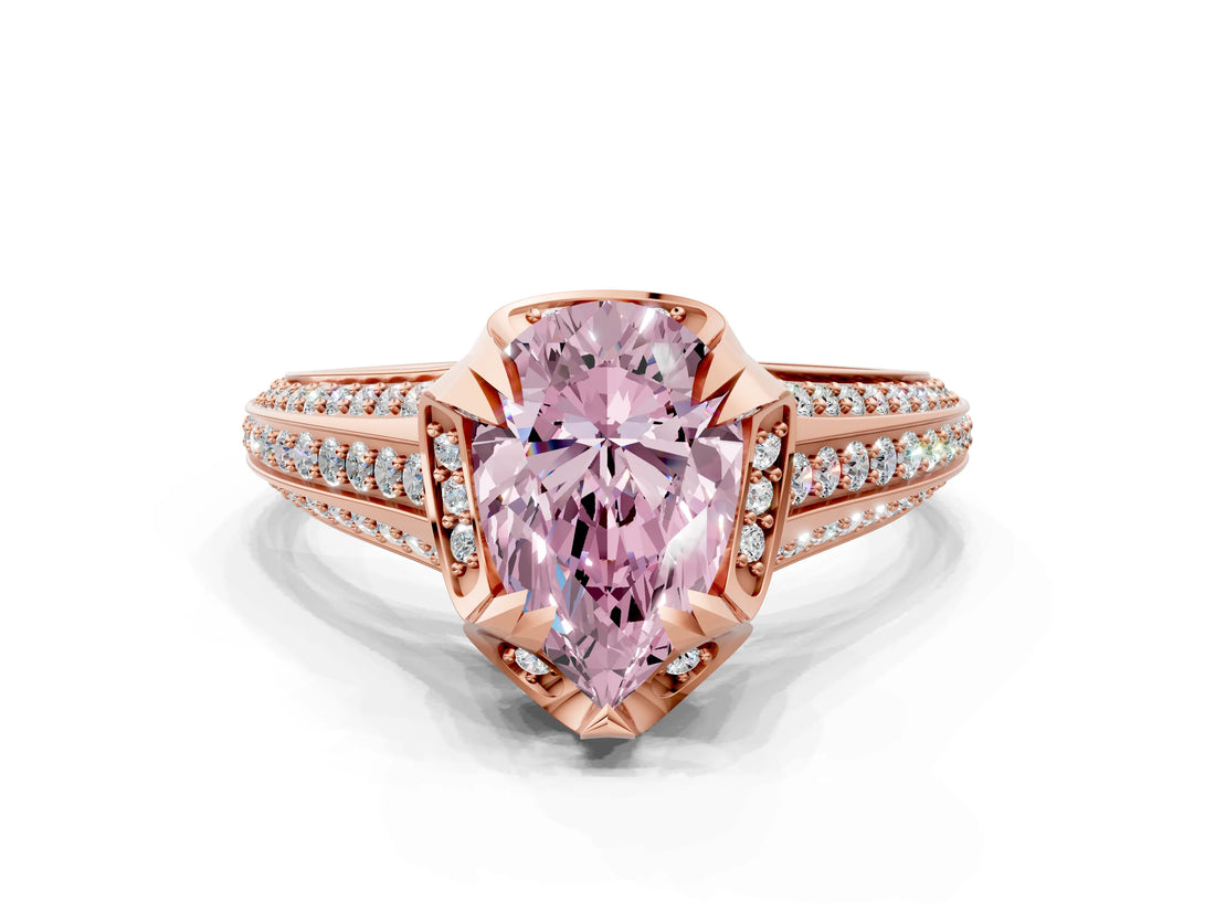 Rose gold Fancy Pink Pear  Solitaire Pave Split Shank Ring with Four-Prong Setting_87
