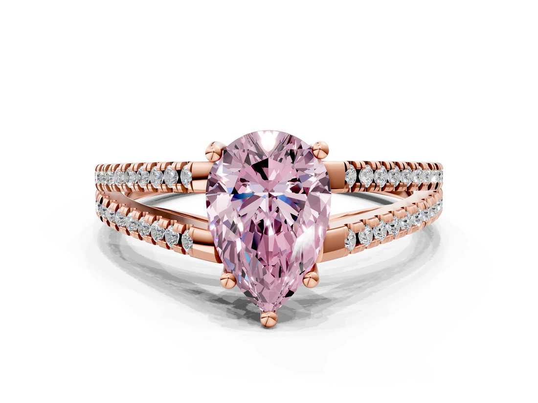 Rose gold Fancy Pink Pear  Solitaire Split Shank Pavé Diamond Engagement Ring_371
