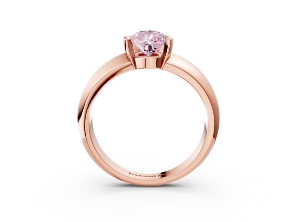 Rose gold Fancy Pink Pear  Solitaire Tension Set Diamond Ring with Wide Band
