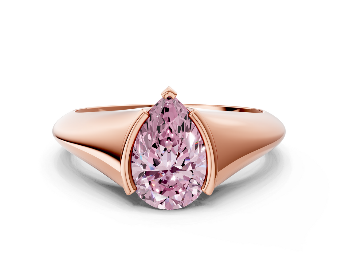 Rose gold Fancy Pink Pear  Solitaire Tension Set Diamond Ring_20