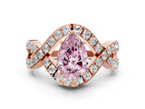 Rose gold Fancy Pink Pear  Solitaire Twist Band Pavé Diamond Engagement Ring_45