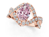Rose gold Fancy Pink Pear  Solitaire Twist Band Pavé Diamond Engagement Ring_46