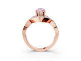 Rose gold Fancy Pink Pear  Solitaire Twist Band Pavé Diamond Engagement Ring_48