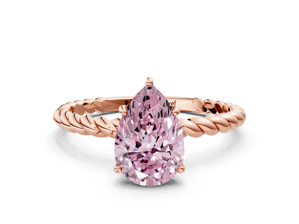 Rose gold Fancy Pink Pear  Solitaire Twist Band Ring with Four-Prong Setting