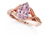 Rose gold Fancy Pink Pear  Solitaire Twist Band Six-Prong Setting 1