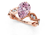 Rose gold Fancy Pink Pear  Solitaire Twist Band with Leaf Prong Setting 1