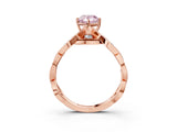 Rose gold Fancy Pink Pear  Solitaire Twist Band with Leaf Prong Setting 3