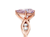 Rose gold Fancy Pink Pear  Solitaire Twist Band with Leaf Prong Setting 5