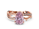 Rose gold Fancy Pink Pear  Solitaire Twist Band with Pavé Accents and Four-Prong Setting_20