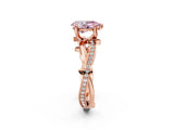 Rose gold Fancy Pink Pear  Solitaire Twist Band with Pavé Accents and Four-Prong Setting_22