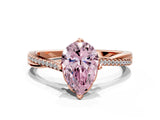 Rose gold Fancy Pink Pear  Solitaire Twist Band with Pavé Diamonds and Four-Prong Setting_52
