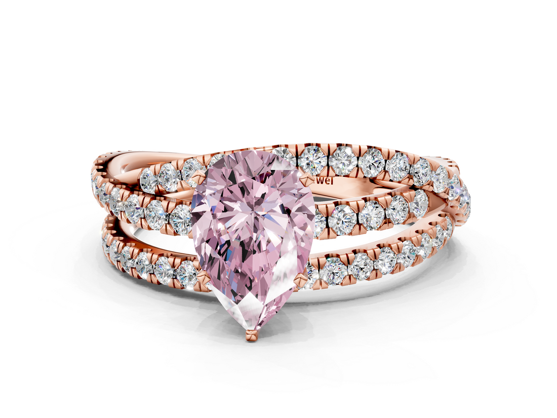 Rose gold Fancy Pink Pear  Solitaire Twist Band with Pavé Setting and Four-Prong Setting_115