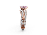 Rose gold Fancy Pink Pear  Solitaire Twist Band with Pavé Setting and Four-Prong Setting_117
