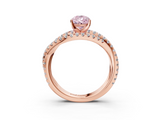 Rose gold Fancy Pink Pear  Solitaire Twist Band with Pavé Setting and Four-Prong Setting_118