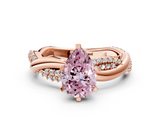 Rose gold Fancy Pink Pear  Solitaire Twist Band with Pave Prong Setting_59