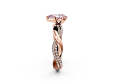 Rose gold Fancy Pink Pear  Solitaire Twist Band with Pave Prong Setting_61