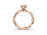 Rose gold Fancy Pink Pear  Solitaire Twist Band with Pave Prong Setting_62