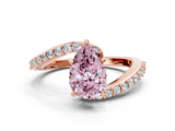 Rose gold Fancy Pink Pear  Solitaire Twist Band with Pave Set Diamonds and Four-Prong Setting_109